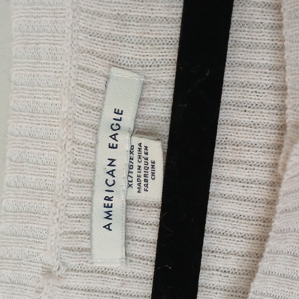 American Eagle Cream Button Down Mixed Ribbed Lon… - image 4